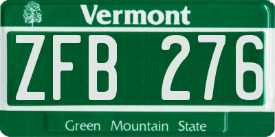 VT license plate ZFB276