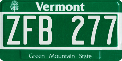VT license plate ZFB277