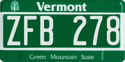 VT license plate ZFB278