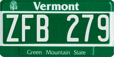 VT license plate ZFB279