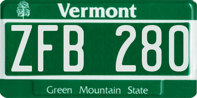 VT license plate ZFB280