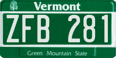 VT license plate ZFB281