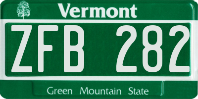 VT license plate ZFB282