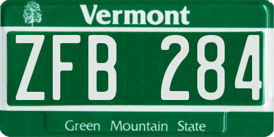 VT license plate ZFB284