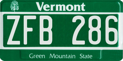 VT license plate ZFB286