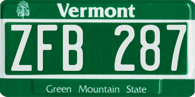VT license plate ZFB287