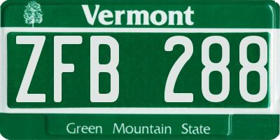 VT license plate ZFB288