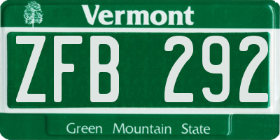 VT license plate ZFB292