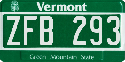 VT license plate ZFB293