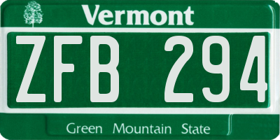 VT license plate ZFB294