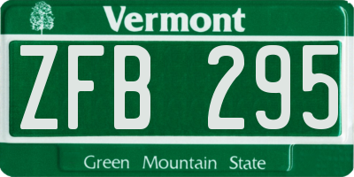 VT license plate ZFB295