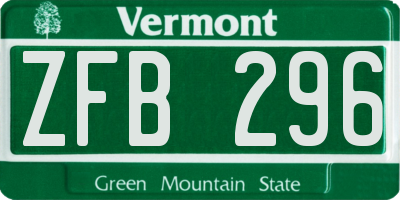 VT license plate ZFB296