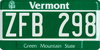 VT license plate ZFB298