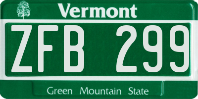 VT license plate ZFB299
