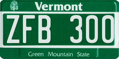 VT license plate ZFB300