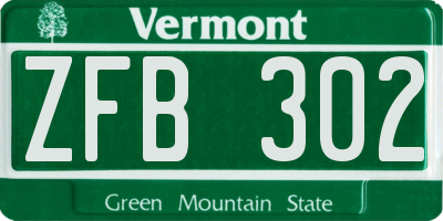 VT license plate ZFB302