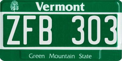 VT license plate ZFB303