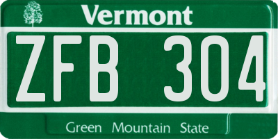 VT license plate ZFB304