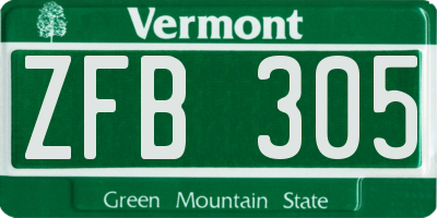 VT license plate ZFB305