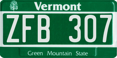 VT license plate ZFB307