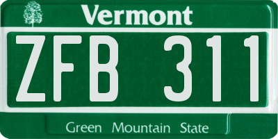 VT license plate ZFB311