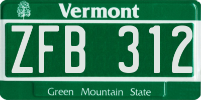 VT license plate ZFB312