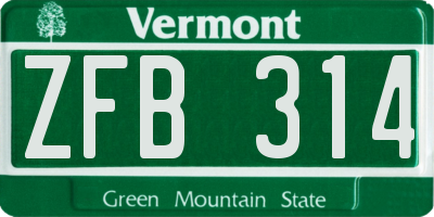 VT license plate ZFB314