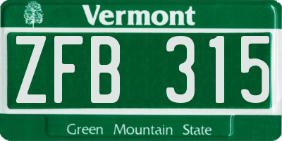 VT license plate ZFB315