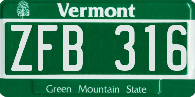 VT license plate ZFB316