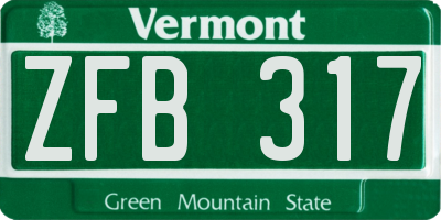 VT license plate ZFB317