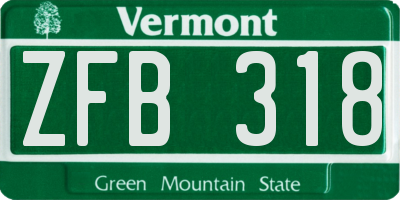 VT license plate ZFB318