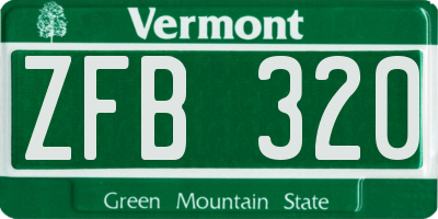 VT license plate ZFB320