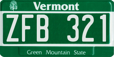 VT license plate ZFB321