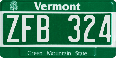 VT license plate ZFB324