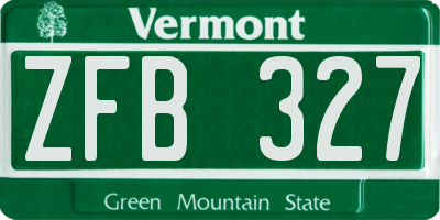 VT license plate ZFB327