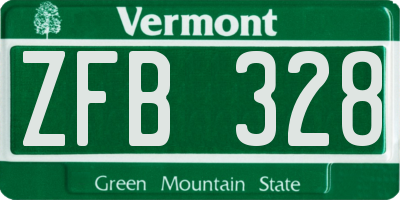 VT license plate ZFB328