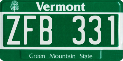 VT license plate ZFB331