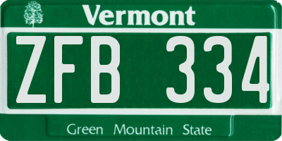 VT license plate ZFB334