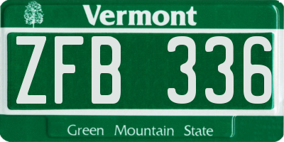 VT license plate ZFB336