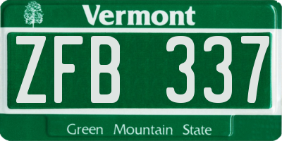VT license plate ZFB337