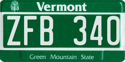 VT license plate ZFB340
