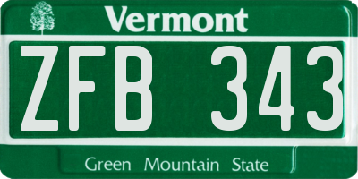 VT license plate ZFB343