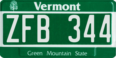VT license plate ZFB344