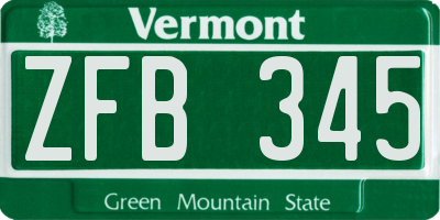 VT license plate ZFB345