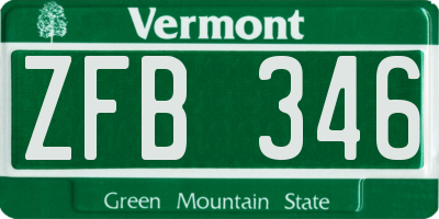 VT license plate ZFB346