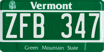 VT license plate ZFB347