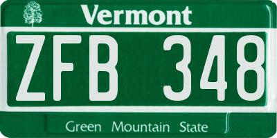VT license plate ZFB348