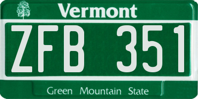 VT license plate ZFB351