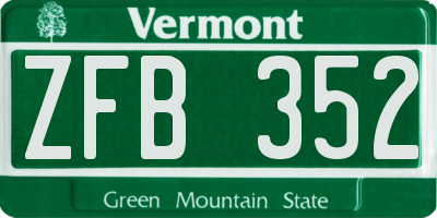 VT license plate ZFB352