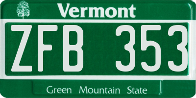 VT license plate ZFB353